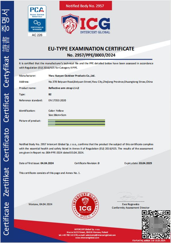 ICG Certificate - Personal Protection (NB2957)