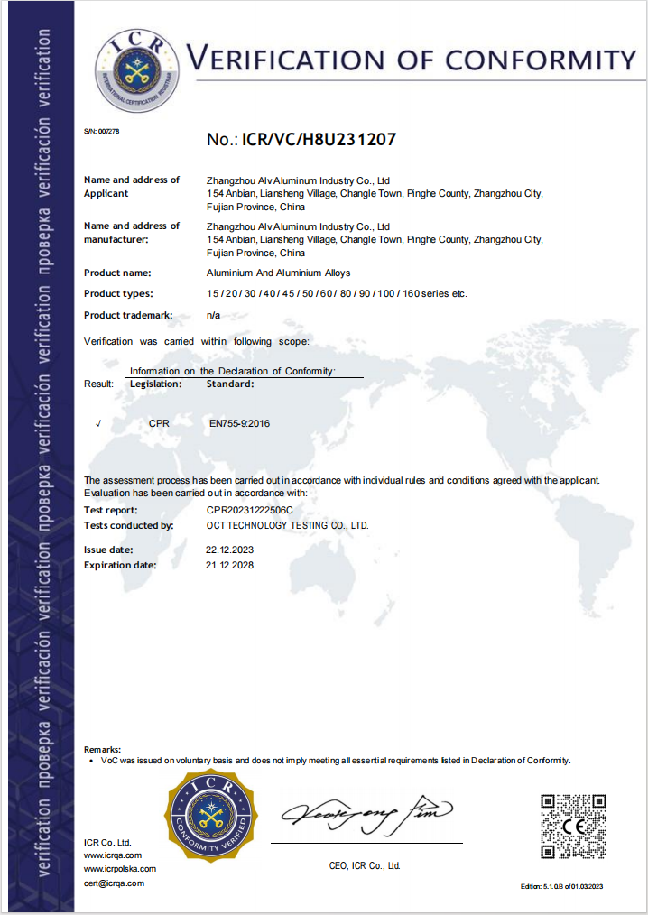 ICR Certificate - Building Materials (NB2706)