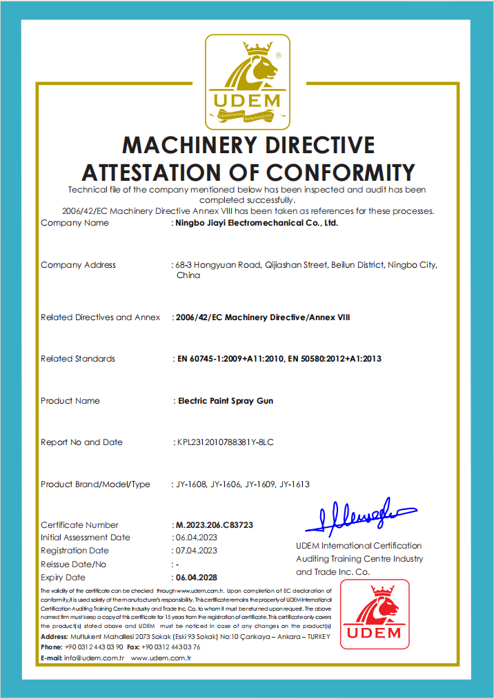 UDEM Certificate - Mechanical (NB2292)