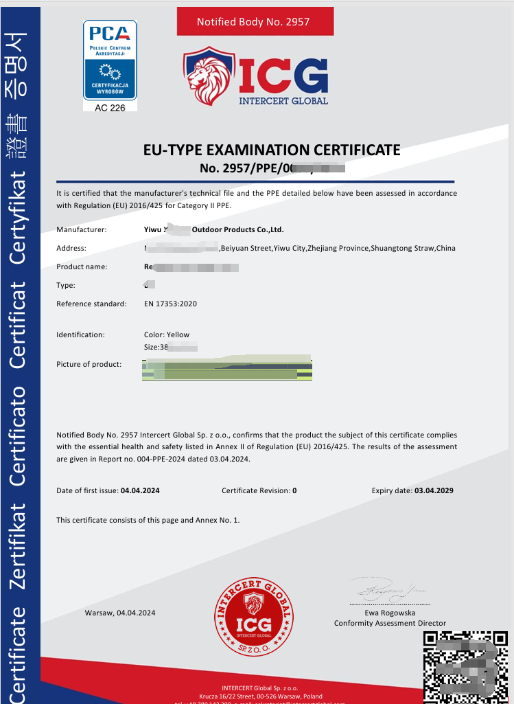 ICG International Bulletin Board Certificate - Personal Protection (NB2957)