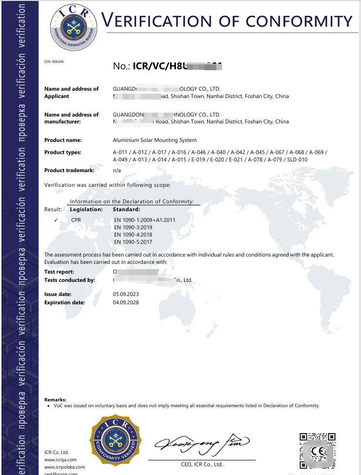 ICR International Bulletin Board Certificate - Building Materials (NB2703)